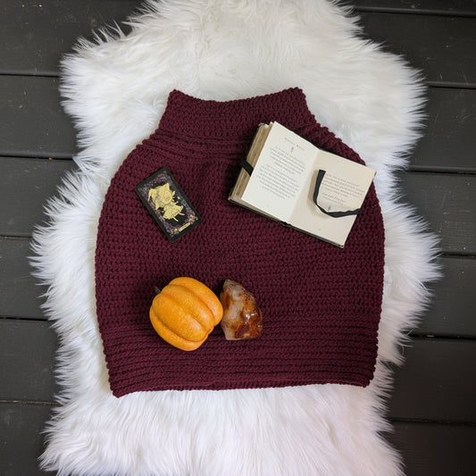 Handmade mulled-wine plum crochet capelet 
