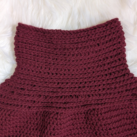 Chunky Crochet Capelet — Handmade, Mulled-Wine Plum, M/L — Feather Chakra