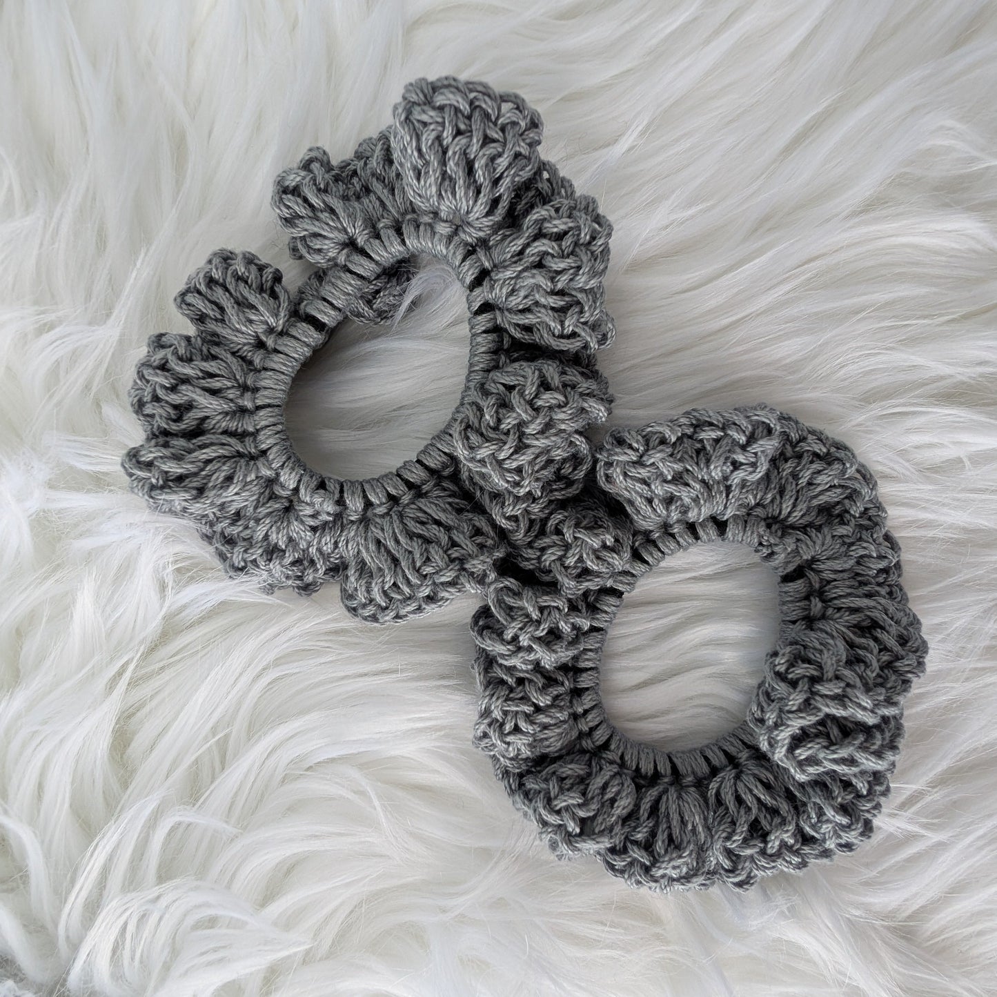 Mothman Scrunchie Set of 3 — Crochet Hair Ties, Black + Silver — Feather Chakra